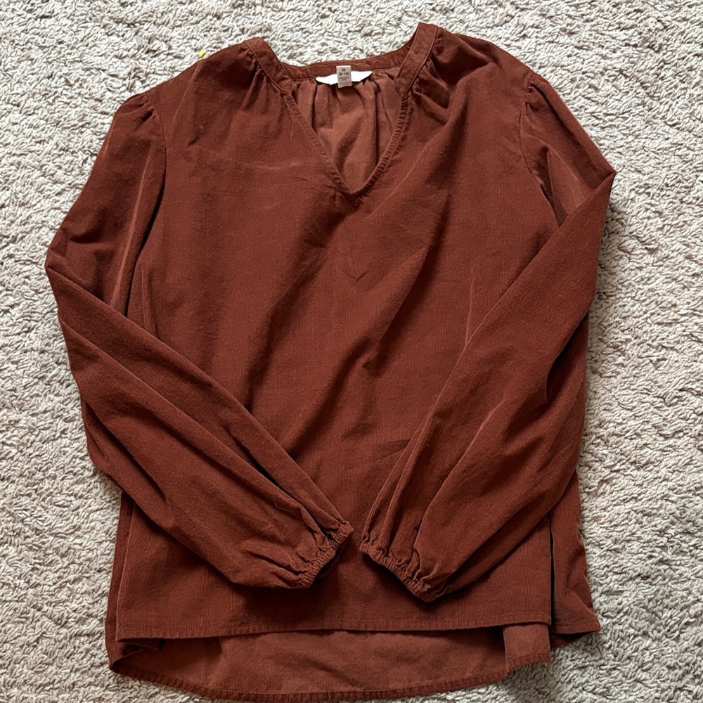 Elegant Brown Corduroy Women's Top